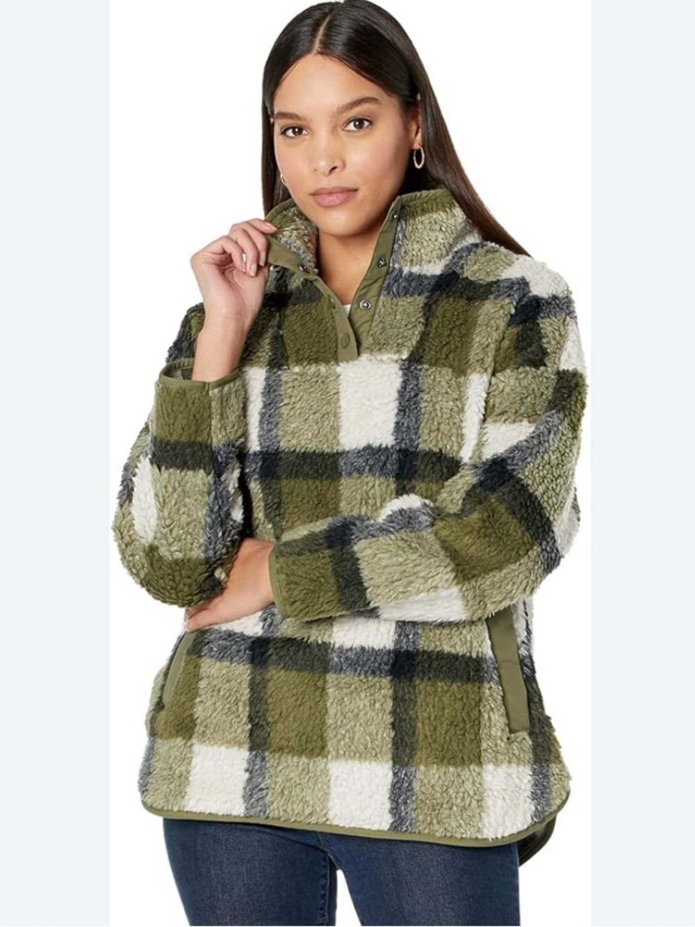Madewell Plaid Sherpa Pullover